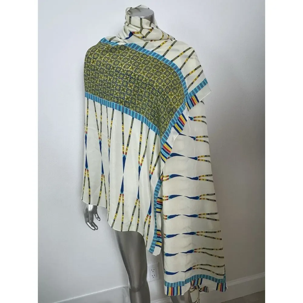 A Peace Treaty For Anthropologie Oversized 100% Silk Scarf Wrap Shawl Geometric